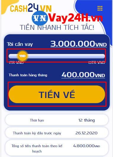 C&aacute;c bước đăng k&yacute; vay tiền cash24