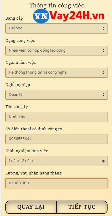 hướng dẫn đăng k&yacute; vay cashbery bước 5
