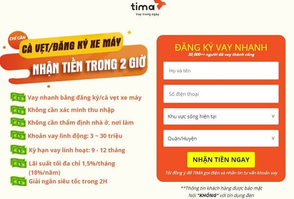 C&aacute;ch đăng k&yacute; vay tiền tima