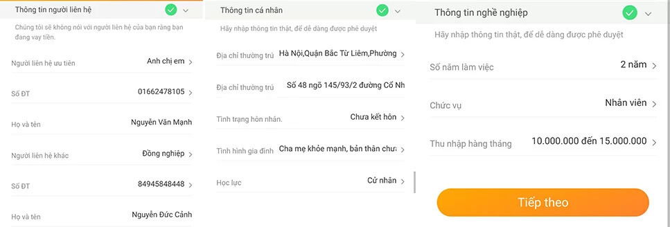 Th&ocirc;ng tin khoản vay Uvay Evay